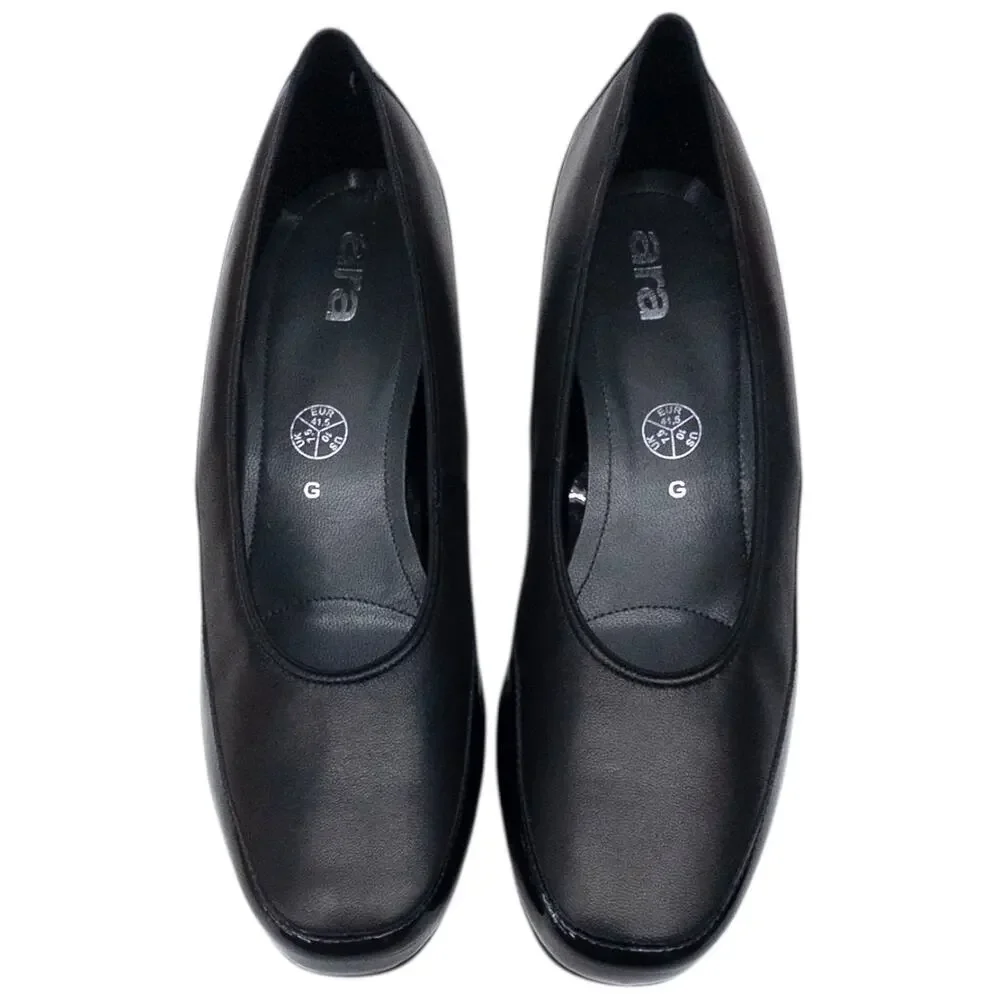 Ara Aron Wedge Flats Black Patent Women's size 10 Wide Square Toe Ballet